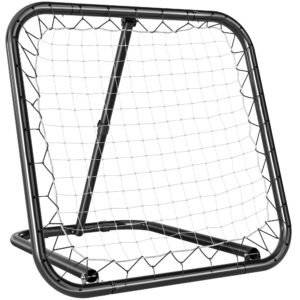 HOMCOM Rețea de Ricoșeu pentru Fotbal, Rețea de Fotbal Ricoșeu și Pliabilă cu Unghi Reglabil în Metal, pentru Antrenament Baseball și Volei, 78x84x65-78 cm, Negru | Aosom Romania