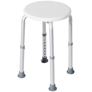 HOMCOM Scaun de Duș pentru Vârstnici cu Înălțime Reglabilă pe 8 Poziții și Picioare Antiderapante, 34.2x34.2x34.8-52.3 cm, Alb | Aosom Romania