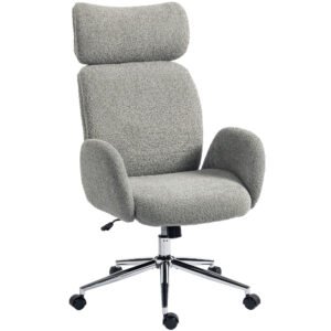 HOMCOM Scaun de birou cu tetieră reglabilă, scaun ergonomic de birou, funcție de înclinare, reglabil pe înălțime, Gri închis | Aosom Romania