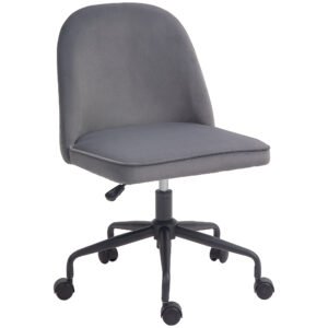 HOMCOM Scaun pentru Birou, Scaun din Catifea, Scaun Reglabil pe Înălțime cu Roți Pivotante și Spătar Central, 52x52x80-88 cm, Gri | Aosom Romania