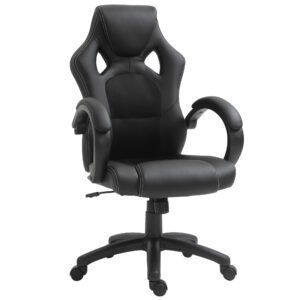 HOMCOM Scaun pentru birou, cu roti rotative la 360°, scaun gaming, inaltimea reglabila, Negru | Aosom Romania