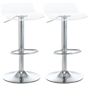 HOMCOM Scaune Bar 2 piese cu Înălțime Reglabilă, Șezut Rotativ și Suport pentru Picioare, 39x39x67-87 cm, Transparent | Aosom Romania