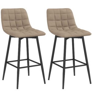 HOMCOM Scaune de bar nordic 84 cm maro din catifea si metal | Aosom Romania