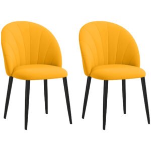HOMCOM Set 2 Scaune de Sufragerie Tapițate cu Design Nordic și Ergonomic, 52x54x79 cm, Galben | Aosom Romania