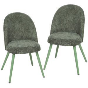 HOMCOM Set 2 Scaune pentru Dining din Catifea cu Șezut Tapițat, Verde Închis | Aosom Romania
