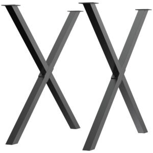 HOMCOM Set 2 picioare pentru masa, birou din otel in forma de X  80x4x72cm, negru