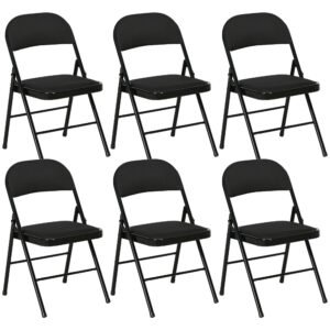HOMCOM Set 6 Scaune Pliabile, Scaune Moderne cu Perne din Poliester pentru Acasă și Birou, 45x46x78 cm, Negru | Aosom Romania