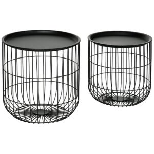 HOMCOM Set Mese Rotunde Suprapuse din Oțel, Blat Detașabil, Design Modern pentru Living, Negru | Aosom Romania