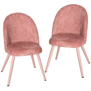 HOMCOM Set de 2 Scaune de Pranzo Moderne și Capitonate, Roz | Aosom Romania