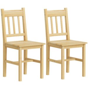 HOMCOM Set de 2 scaune de sufragerie din lemn Scaune de bucătărie cu spătar cu șipci, șezut generos, lemn natural | Aosom Romania