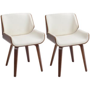 HOMCOM Set de 2 scaune pentru sufragerie stil vintage șezut tapițerie sintetică 51,5 x 53 x 79,5 cm alb maro | Aosom Romania