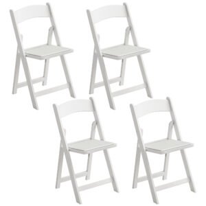 HOMCOM Set de 4 scaune pliabile din rășină și PU, scaune portabile pentru interior și exterior, 45x44x78cm, alb | Aosom Romania