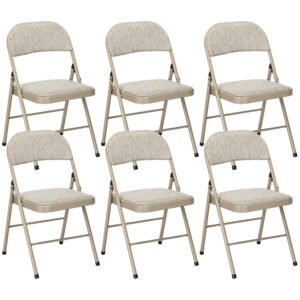 HOMCOM Set de 6 Scaune Pliabile din Metal, Scaune Pliabile din Interior cu Șezut Tapițat din Piele PU și Spătar Deschis | Aosom Romania