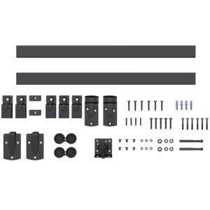 HOMCOM Set feronerie uși glisante pentru sarcină mare, 183 cm, Negru, pentru uși individuale | Aosom Romania