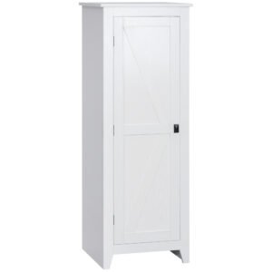 HOMCOM Șifonier de Depozitare bufet bucătărie mobilier de depozitare pentru Baie Economisire Spațiu Stil Clasic cu 3 rafturi reglabile- Înălțime 120 cm în Lemn Alb | Aosom Romania