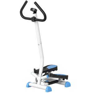 HOMCOM Stepper cu Mâner și Monitor LCD, Stepper pentru Fitness Acasă cu Pedale Antiderapante, 55x44x108 cm, Alb | Aosom Romania
