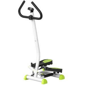 HOMCOM Stepper cu Mânere și Monitor LCD cu Pedale Antiderapante, 55x44x108 cm, Alb și Verde | Aosom Romania
