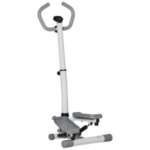 HOMCOM Stepper cu Monitor LCD, Maner Reglabil și Elastice, din Oțel și ABS, Alb și Gri | Aosom Romania