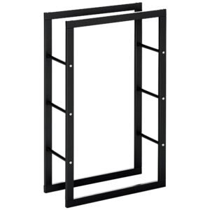 HOMCOM Suport Lemne pentru Interior și Exterior din Țevi de Fier, Capacitate 100 kg, 60x25x100 cm | Aosom Romania