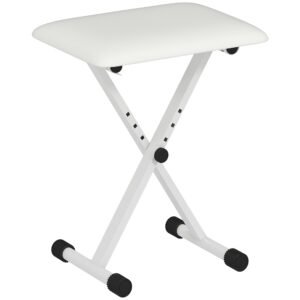 HOMCOM Taburet pian pliabil, banc reglabil pe înălțime, șezut tapițat PU, 39 x 29 x 37-47 cm, alb | Aosom Romania