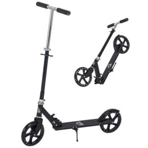 HOMCOM Trotinetă Pliabilă pentru Copii de 7-14 Ani Scuter Infantil Ghidon Ajustabil în Înălțime de 4 Nivele cu Frână 88x37x75-100 cm Negru | Aosom Romania