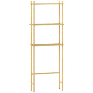 HOMCOM Unitate de Depozitare Deasupra Toaletei din Bambus cu 3 Rafturi, 63,5x25,5x181 cm, Lemn Natural | Aosom Romania