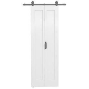 HOMCOM Ușă Glisantă Pliabilă 70x210 cm, Ușă Pliabilă Tip Portofel cu Mâner și Suprafață Vopsibilă, Alb | Aosom Romania