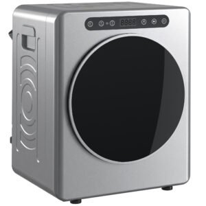 HOMCOM Uscător cu evacuare 5kg, uscător compact independent tip încărcare frontală 1000W cu tambur din oțel inoxidabil, timer, argintiu | Aosom Romania