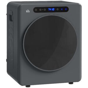 HOMCOM Uscător de Rufe, 6 Programe, 40-60℃, Capacitate de 4 kg, Compact, Control Tactil, Gri | Aosom Romania