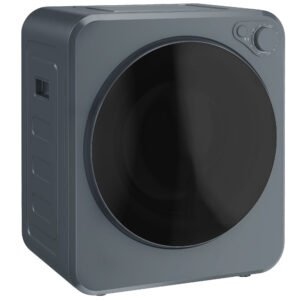 HOMCOM Uscător de rufe mini 4 kg cu 5 programe până la 60℃ 800W/400W uscător cu evacuare cu tambur din oțel inoxidabil Gri | Aosom Romania