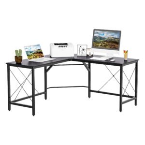 HOMCOM masa birou, forma de L, 150x150x76cm, neagra | Aosom Romania