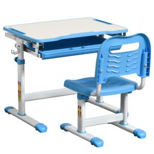 HomCom birou pentru scoala, inaltime reglabila, albastru | Aosom Romania