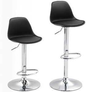 Homcom Set 2 Scaune Bar – Reglabile, Cu Spatar si Pivotante | Aosom Romania