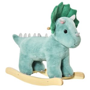 Jucărie de balansare Triceratops HOMCOM pentru copii - Verde închis, 64 x 30 x 54 cm | Aosom Romania