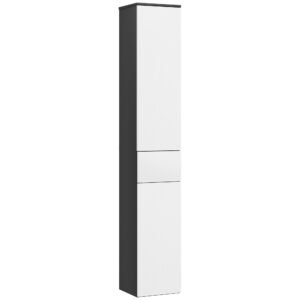 Kleankin Coloană de Baie Înaltă, Mobilier cu 2 Dulapuri, Sertar și Rafturi Reglabile din Lemn, 30x28x180 cm, Negru | Aosom Romania