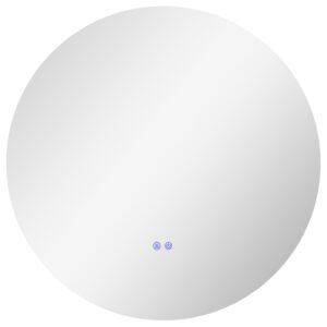 Kleankin Oglinda de Baie Rotunda cu Lumina LED in 3 Culori si intrerupatoare Touch, Ø70x3.5 cm, Transparent | Aosom Romania