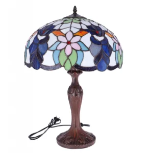 Lampa de masa Tiffany Blueflower h 62 cm, abajur 40 cm
