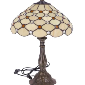 Lampa de masa Tiffany Cream h 45 cm, abajur 30 cm