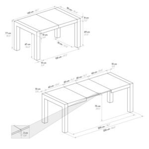 MASA EXTENSIBILA INDY - 140 cm / 90 / h 77