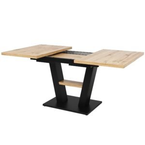 Masă extensibilă pentru dining cu picioare în formă de V, Culoare naturală | Aosom Romania