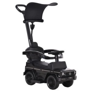 Masina copii 1 an, Paravan parasolar detasabil, spatiu de depozitare, Negru 85.5x40.5x95cm HOMCOM | Aosom Romania