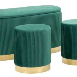 Mauro Ferretti Banca Cu Depozitare Și Taburet Shopy Green Set 3 Bucăți Cm 80X37X42-29X33 | Aosom Romania
