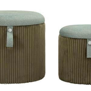 Mauro Ferretti Puff cu Depozitare Bolzano Verde Set 2 Buc cm Ø 38x38-32x27 | Aosom Romania