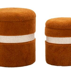 Mauro Ferretti Puff cu Depozitare Saint-Moritz Maro Set 2 Buc cm Ø 40x47-32x37 | Aosom Romania