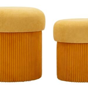 Mauro Ferretti Puff cu Depozitare Set 2 Buc cm Ø 42x44-35x36 | Aosom Romania