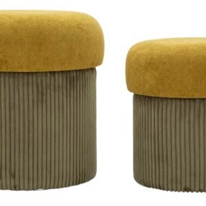 Mauro Ferretti Puff cu Depozitare Verde Set 2 Buc cm Ø 42x44-35x36 | Aosom Romania