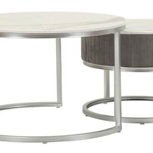 Mauro Ferretti Set De 2 Masute De Cafea Grays  Cm Ø 70X45-50X38 | Aosom Romania