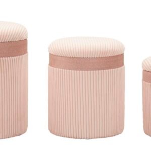 Mauro Ferretti Set De 3 Pufuri Cu Spatiu De  Depozitare, Roz, Cm Ø 40,5X49,5-35X42-31X36 | Aosom Romania