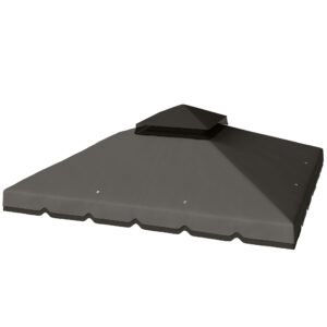 Outsunny Acoperiș de Rezervă pentru Pavilion 3x3 m de Grădină, Husă pentru Pavilion cu Două Nivele Rezistentă la Apă din Țesătură 180g/㎡ Anti-UV 30+ cu 8 Orificii de Drenaj, Gri | Aosom Romania