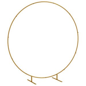 Outsunny Arc de Grădină din Oțel Auriu – Arc Decorativ Rotund pentru Baloane, Plante Cățărătoare, Flori – Pentru Nunți, Aniversări, Ceremonii – 2,24 m | Aosom Romania